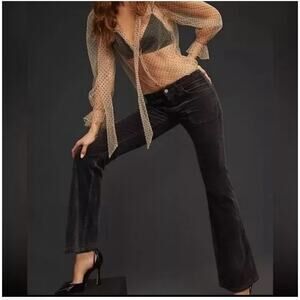 Anthropologie Pilcro The Icon Black Corduroy Flare Leg Jeans Women Size 31 Boho